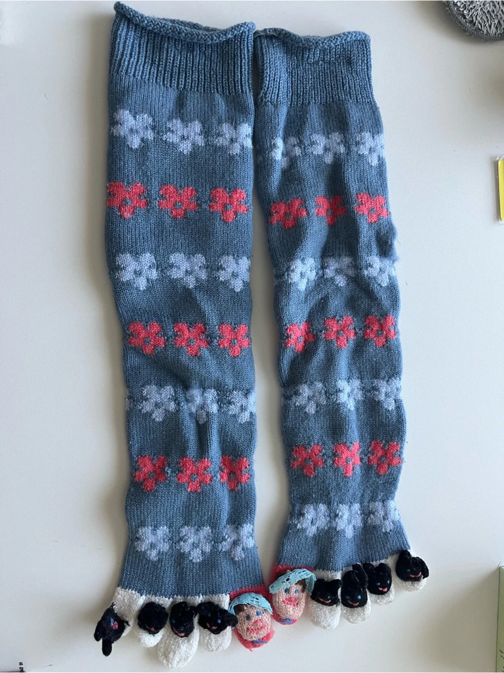 Blue Floral Toe Socks with Lil Bo Peep & Sheep